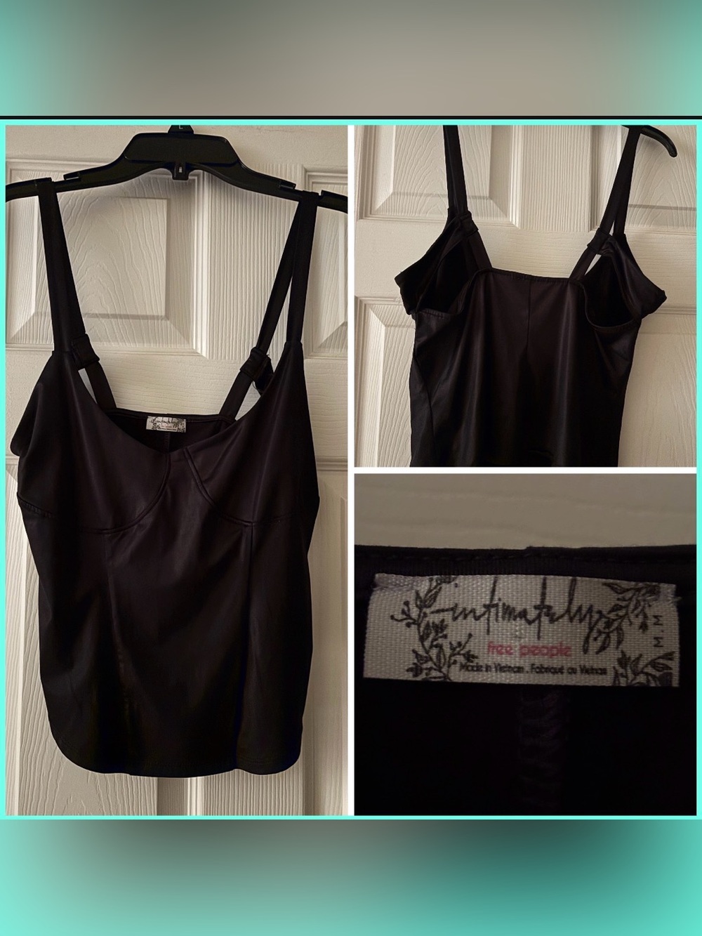 Free People Intimately Black Satin Camisole Tank